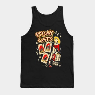 play card cat band rock music Tank Top